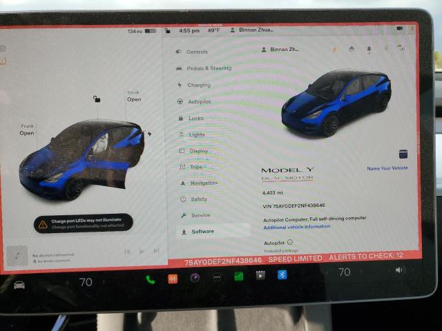 7SAYGDEF2NF438646 Tesla Model Y
