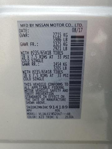 2017 NISSAN PATHFINDER 5N1DR2MN3HC914189