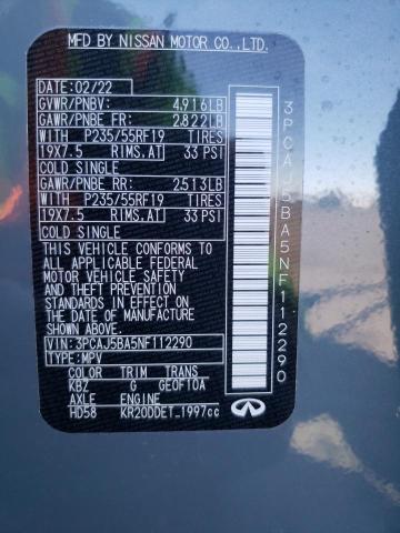 3PCAJ5BA5NF112290 Infiniti Qx50 Luxe