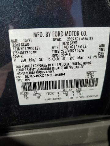 5LM5J9XC1NGL04694 Lincoln Aviator Black Label