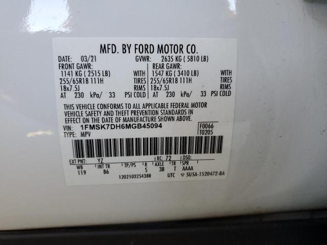 1FMSK7DH6MGB45094 Ford EXPLORER XLT