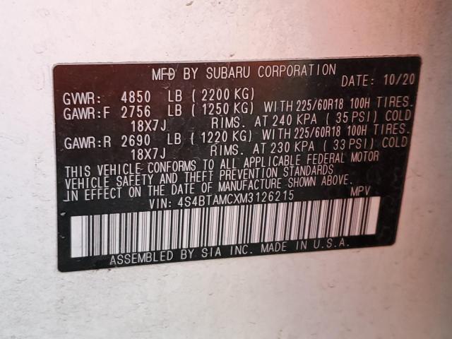 4S4BTAMCXM3126215 Subaru Outback Limited
