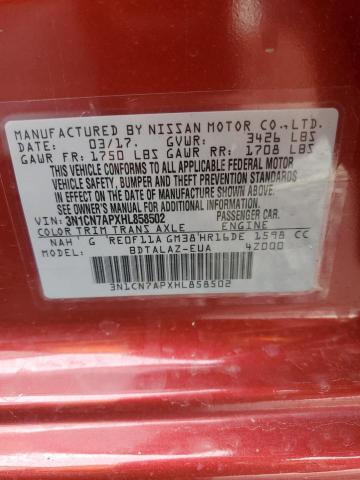 2017 NISSAN VERSA S 3N1CN7APXHL858502