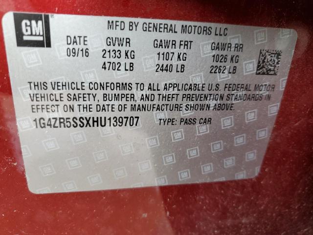 2017 BUICK LACROSSE P 1G4ZR5SSXHU139707