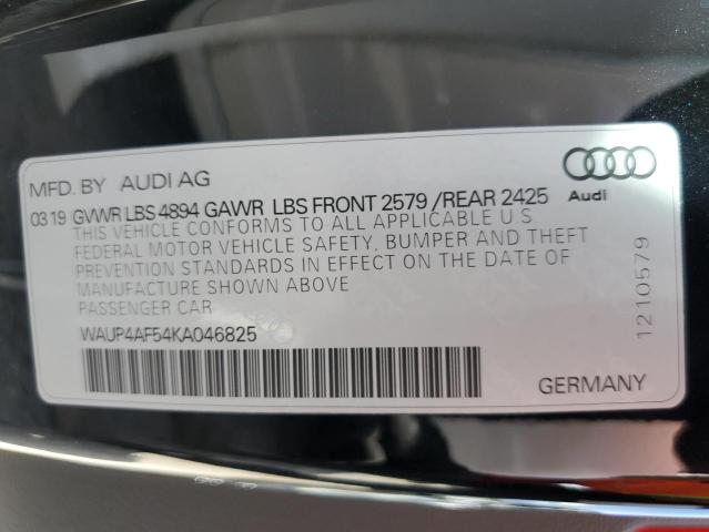 2019 AUDI S5 PREMIUM WAUP4AF54KA046825