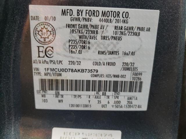 1FMCU0D78AKB73579 2010 Ford Escape Xlt