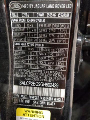 2016 LAND ROVER DISCOVERY SALCP2BG9GH602429