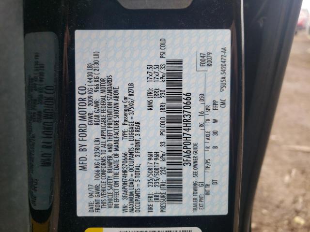 2017 FORD FUSION SE 3FA6P0H74HR370666