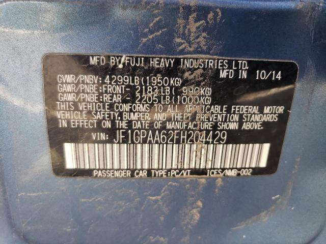 2015 SUBARU IMPREZA JF1GPAA62FH204429