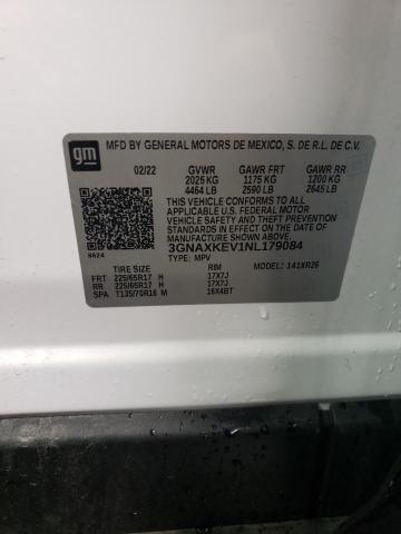 2022 CHEVROLET EQUINOX LT 3GNAXKEV1NL179084