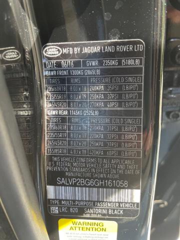 SALVP2BG6GH161058 Land Rover Range Rover Evoque Se