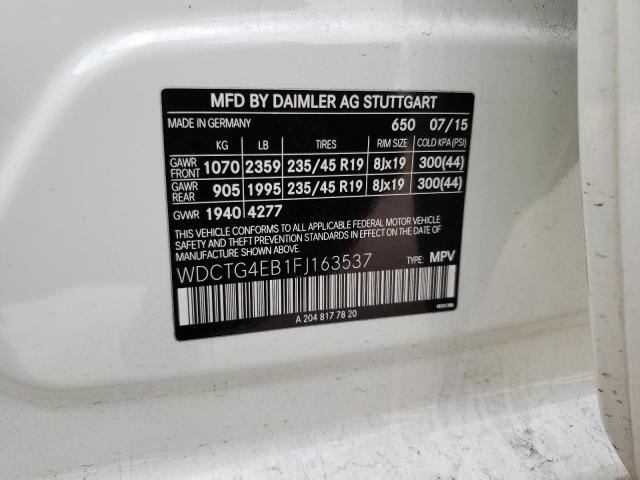 2015 MERCEDES-BENZ GLA 250 - WDCTG4EB1FJ163537