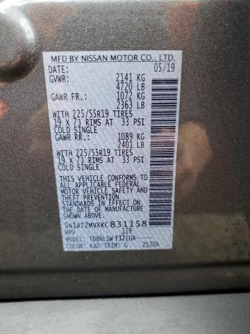 2019 NISSAN ROGUE S 5N1AT2MVXKC831158