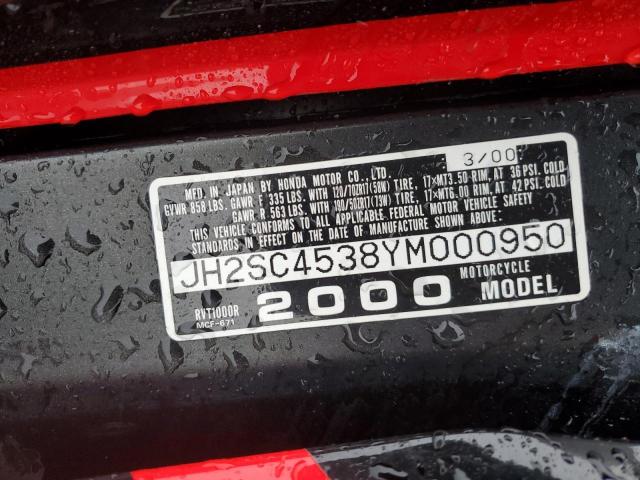 2000 HONDA RVT1000 R JH2SC4538YM000950