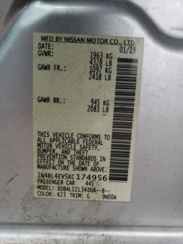 2019 NISSAN ALTIMA SL 1N4BL4EV5KC174956