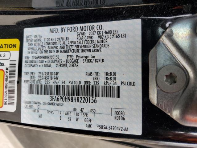 2017 FORD FUSION SE 3FA6P0H98HR220156