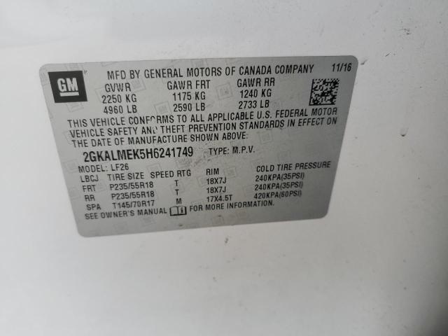 2017 GMC TERRAIN SL 2GKALMEK5H6241749