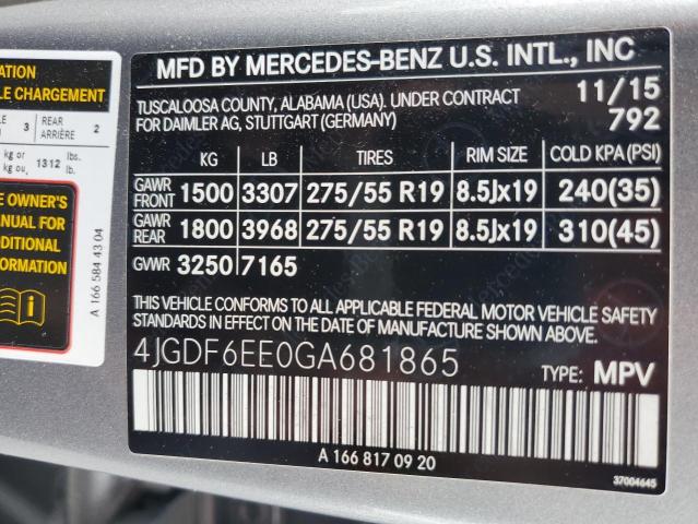 2016 MERCEDES-BENZ GL 450 4MA - 4JGDF6EE0GA681865