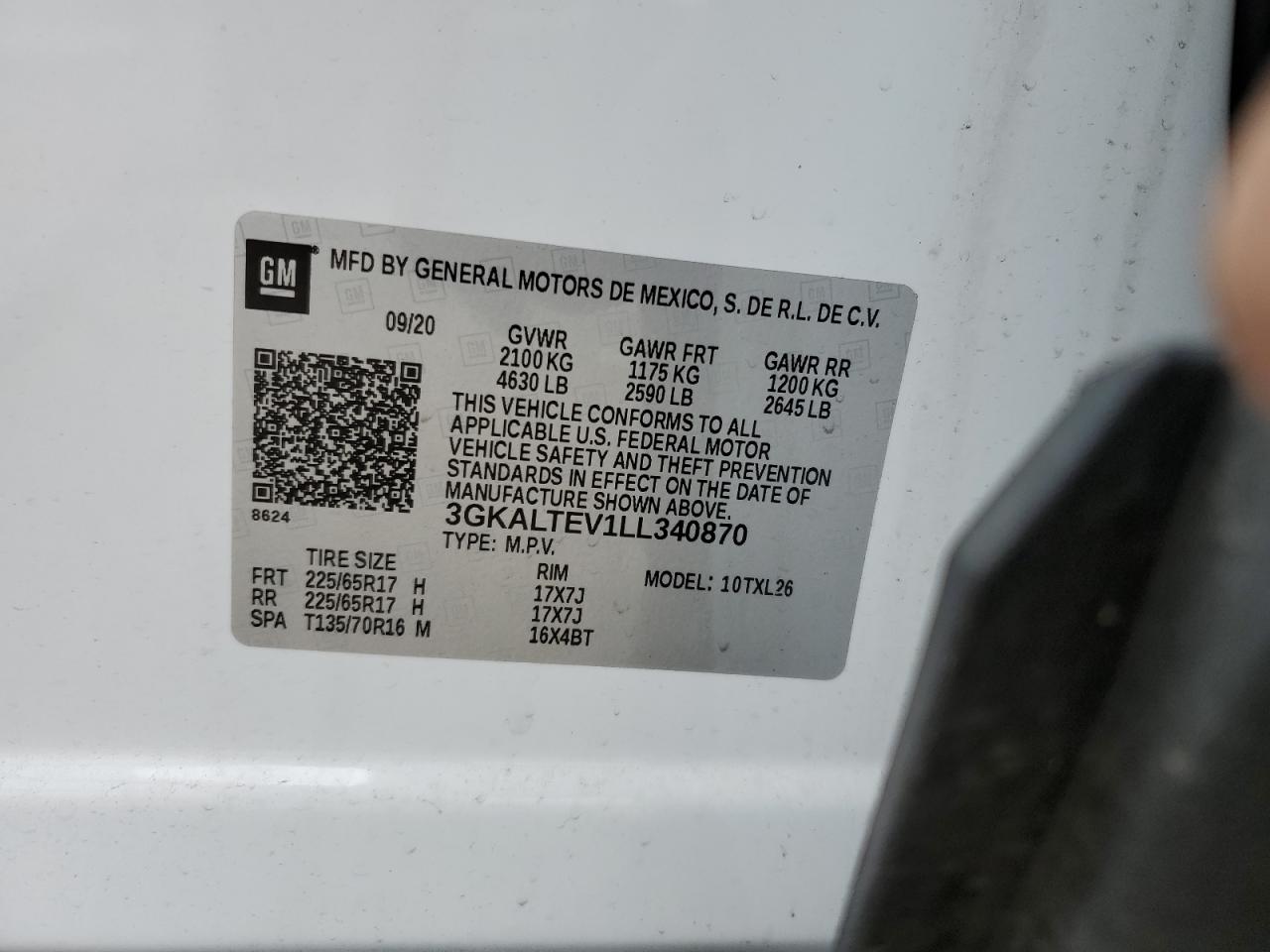 2020 GMC Terrain Sle VIN: 3GKALTEV1LL340870 Lot: 49170474