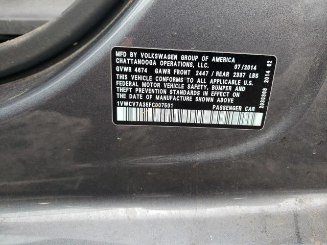 2015 VOLKSWAGEN PASSAT SEL - 1VWCV7A35FC007501