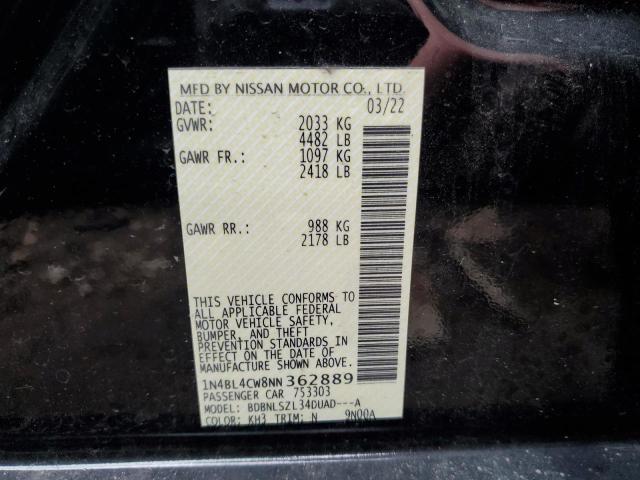 2022 NISSAN ALTIMA SR 1N4BL4CW8NN362889