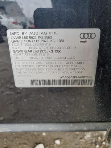 2015 AUDI Q5 PREMIUM WA1DGAFP9FA087868