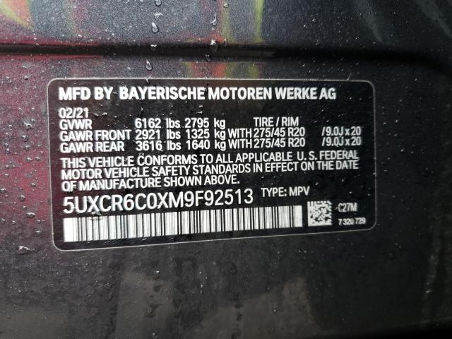 2021 BMW X5 XDRIVE4 5UXCR6C0XM9F92513