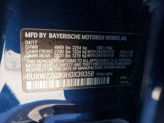 5UXWZ7C39H0X39358 BMW X3 Sdrive28i
