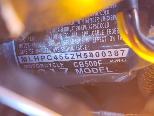 2017 HONDA CB500 F MLHPC4562H5400387