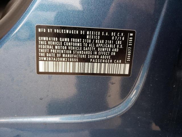 2017 VOLKSWAGEN JETTA S 3VW2B7AJ3HM218555