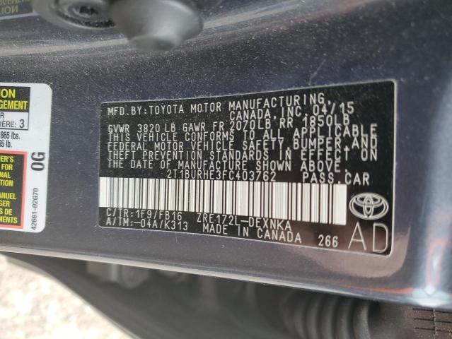 2015 TOYOTA COROLLA L 2T1BURHE3FC403762