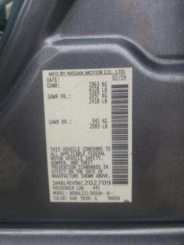 2019 NISSAN ALTIMA SL 1N4BL4EV9KC202709