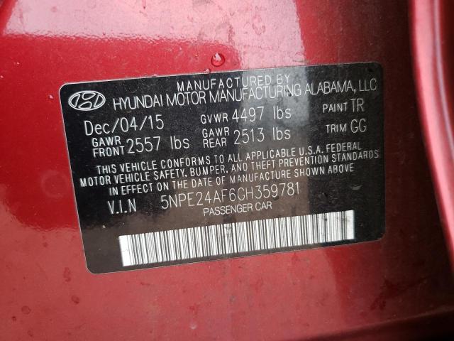 2016 HYUNDAI SONATA SE 5NPE24AF6GH359781