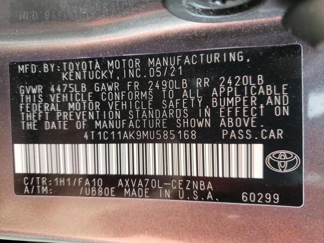 2021 TOYOTA CAMRY LE 4T1C11AK9MU585168
