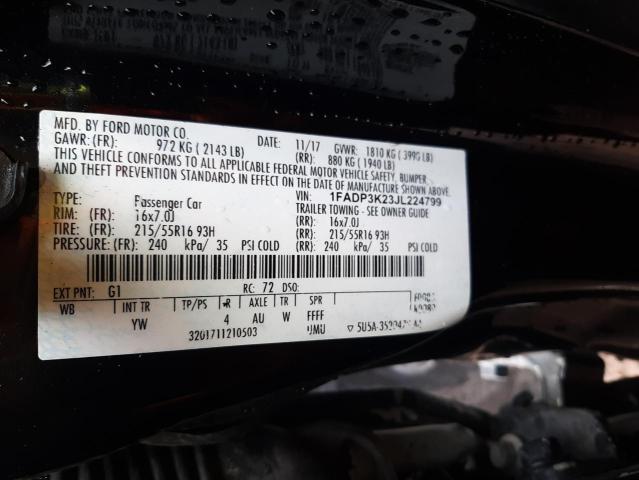 2018 FORD FOCUS SE 1FADP3K23JL224799