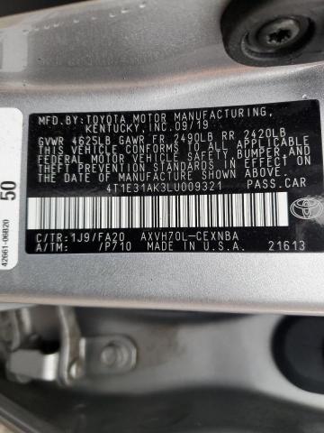 2020 TOYOTA CAMRY LE 4T1E31AK3LU009321