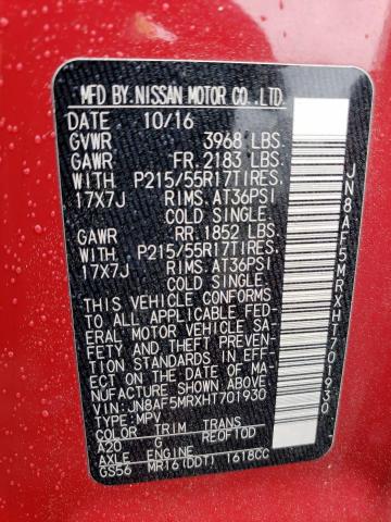 2017 NISSAN JUKE S JN8AF5MRXHT701930