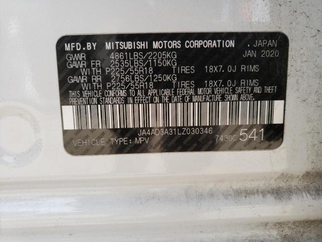 2020 MITSUBISHI OUTLANDER JA4AD3A31LZ030346