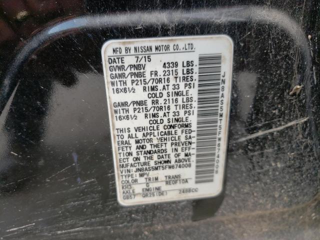 2015 NISSAN ROGUE SELE JN8AS5MT5FW674008
