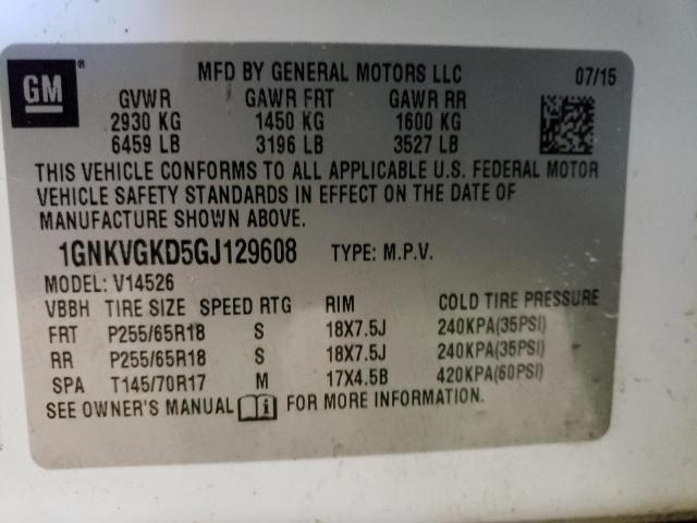 2016 CHEVROLET TRAVERSE 1GNKVGKD5GJ129608