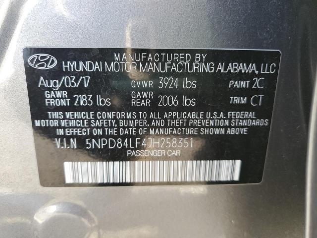 5NPD84LF4JH258351 Hyundai ELANTRA SEL
