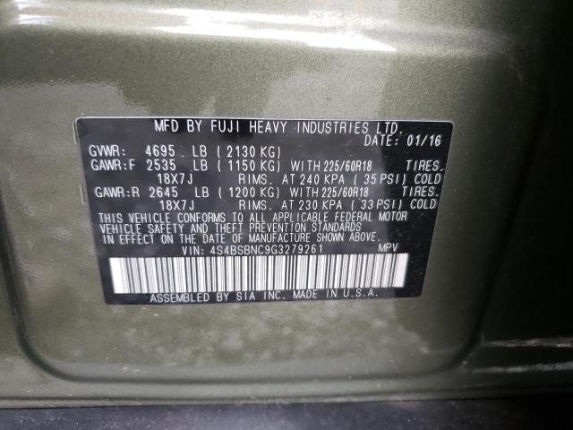 2016 SUBARU OUTBACK 2. 4S4BSBNC9G3279261