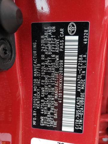 2019 TOYOTA CAMRY L 4T1B11HKXKU288098