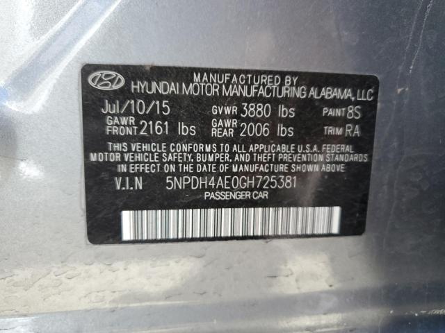 5NPDH4AE0GH725381 Hyundai ELANTRA SE