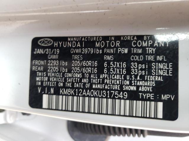 2019 HYUNDAI KONA SE KM8K12AA0KU317549
