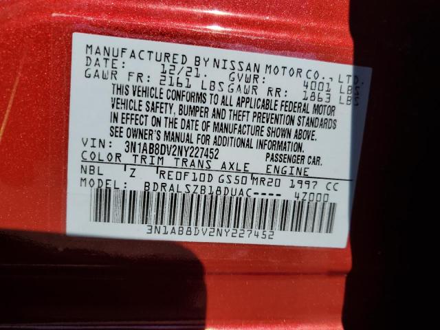 3N1AB8DV2NY227452 Nissan SENTRA SR