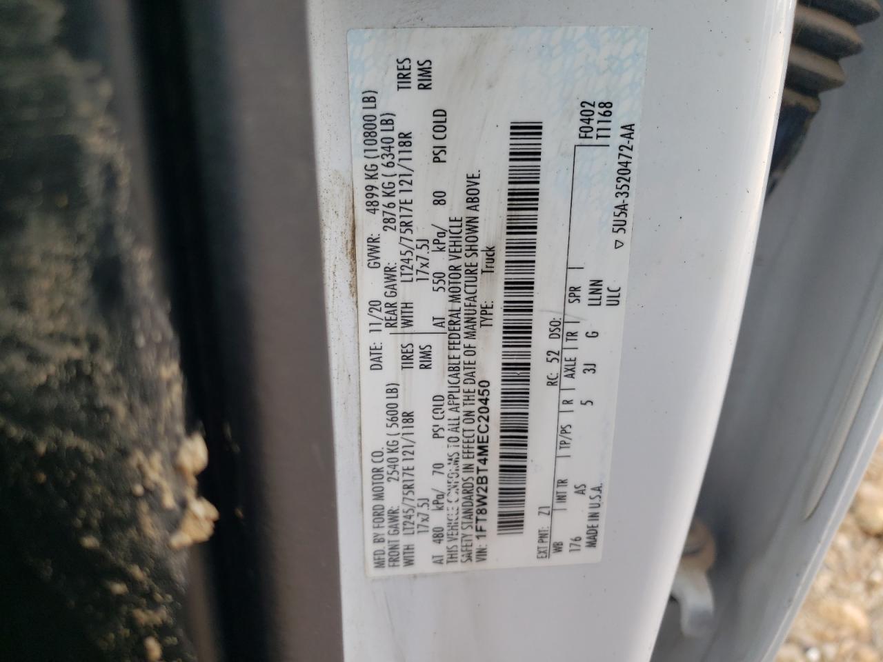1FT8W2BT4MEC20450 FORD F250 2021