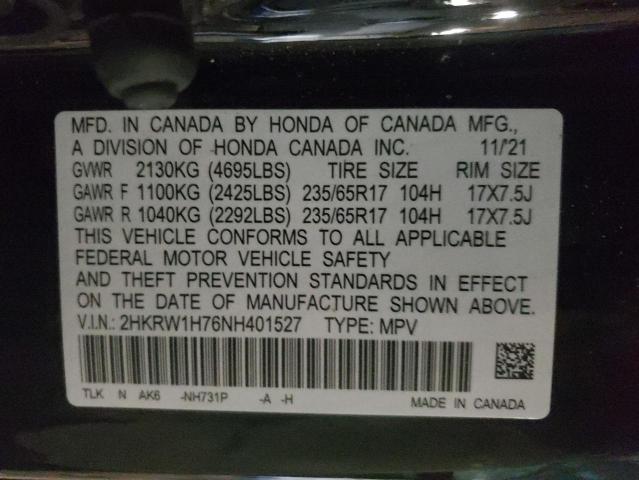 2HKRW1H76NH401527 Honda CR-V SE