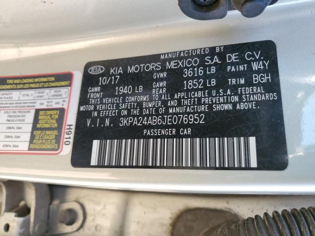 3KPA24AB6JE076952 KIA RIO LX