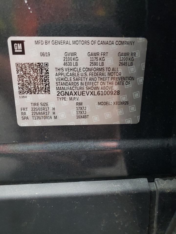 2GNAXUEVXL6100928 CHEVROLET EQUINOX 2020
